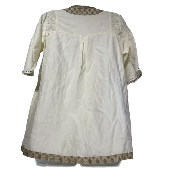 label ritu kumar Beige gold Embroidered peasant blouse Size 2 - Picture 3 of 6